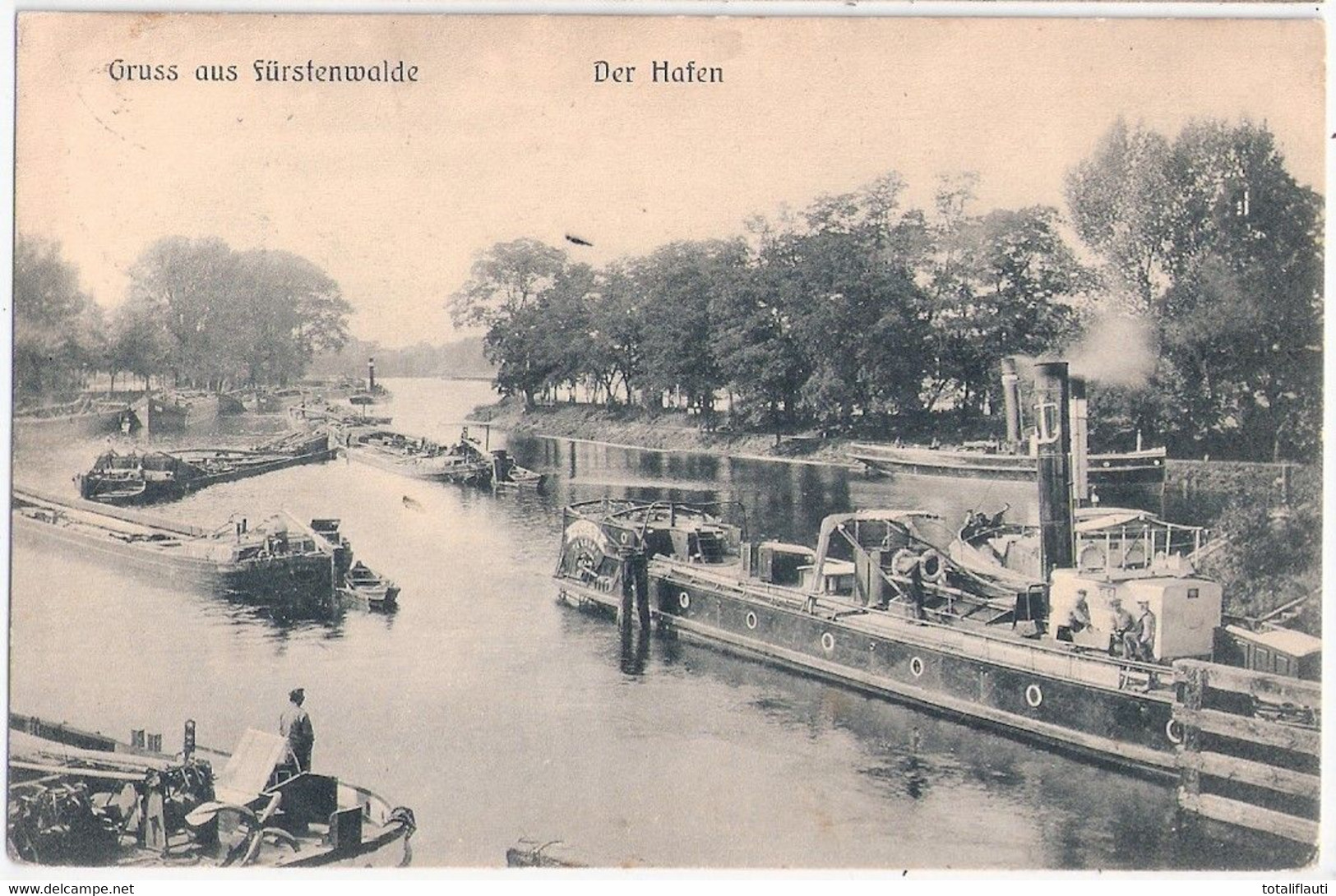 FÜRSTENWALDE Spree Hafen Geschäftiges Emsiges Treiben Vorn Schleppfrachter AUGUST Breslau Gelaufen 6.10.1911 - Fuerstenwalde
