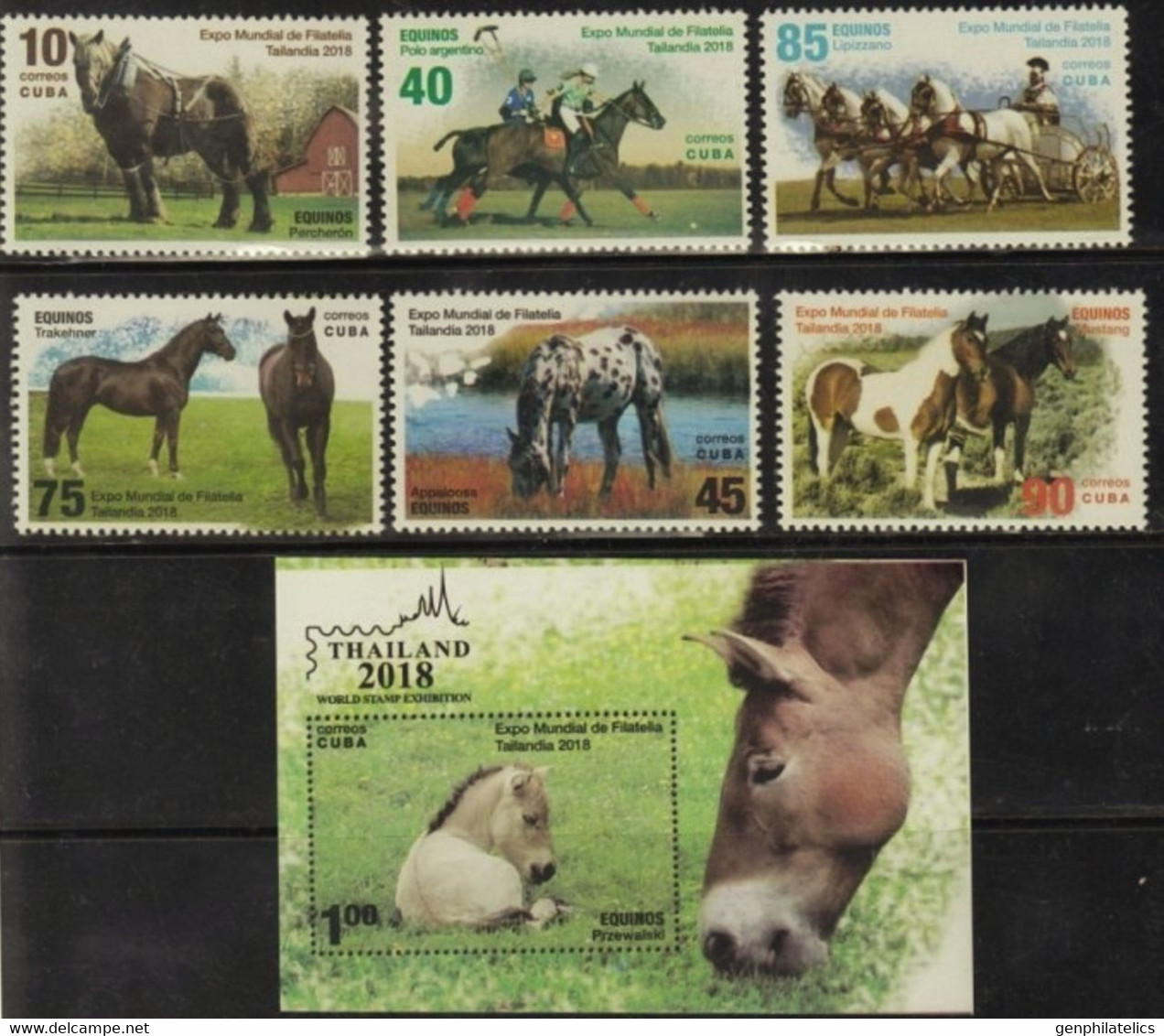 CUBA 2018 FAUNA Animals HORSES - Fine Set + S/S MNH - Unused Stamps