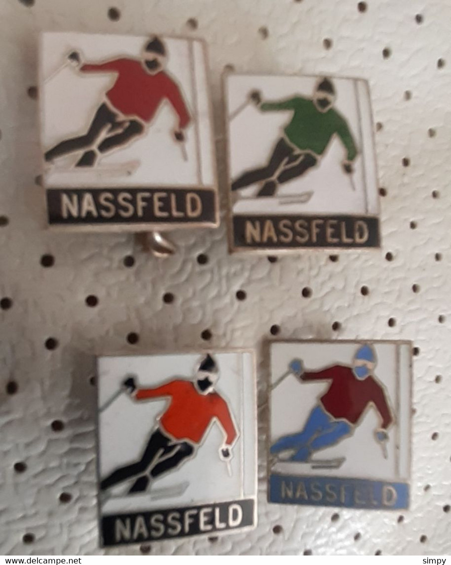 Skiers Ski Center NASSFELD  Skiing Ski Resort Vintage AUSTRIA Enamel Pins - Sport Invernali