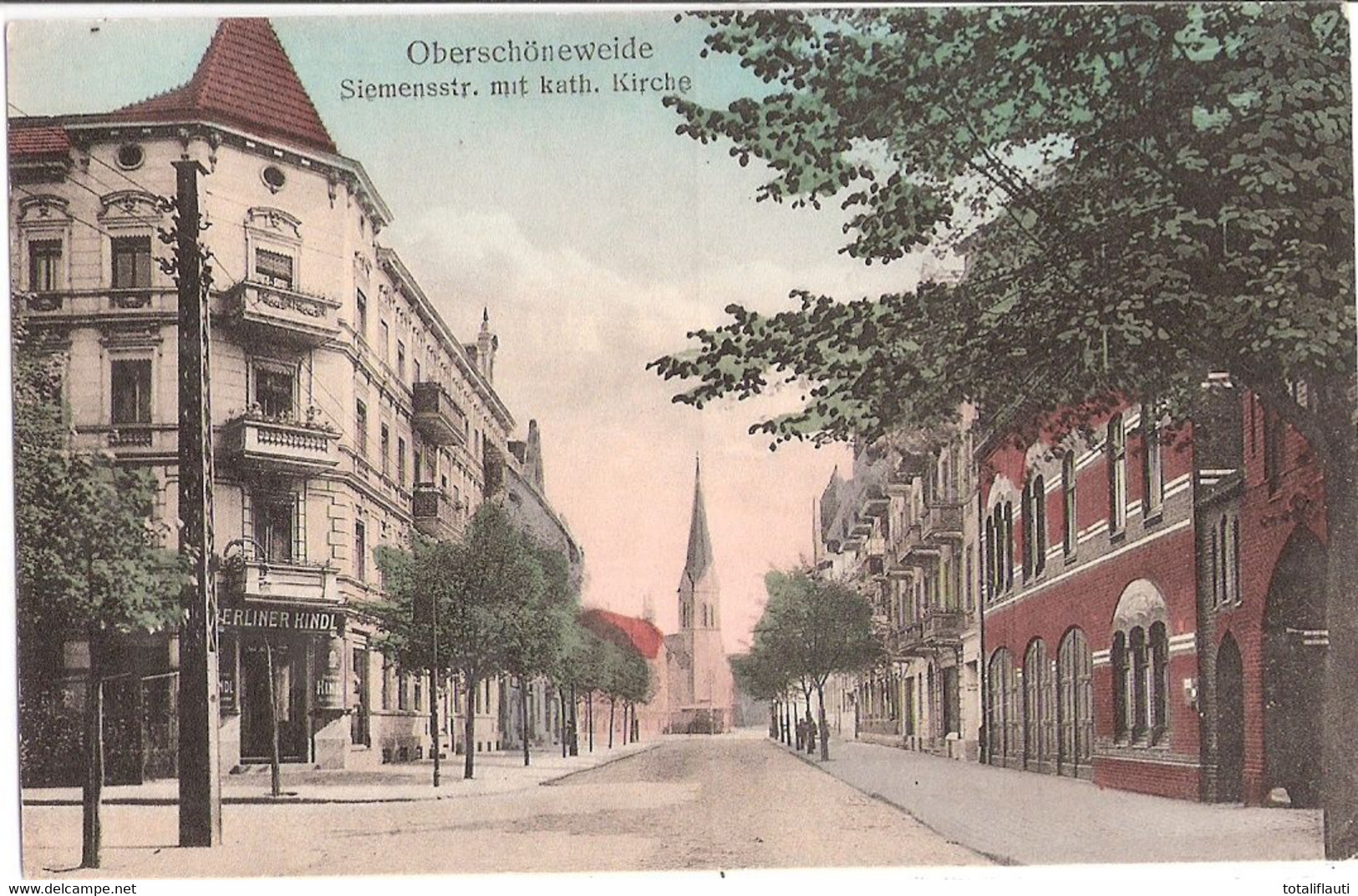 BERLIN Ober Schöneweide Siemensstraße Katholische Kirche Kneipe Berliner Kindl TOP-Erhaltung Feldpost 22.8.1917 - Schöneweide