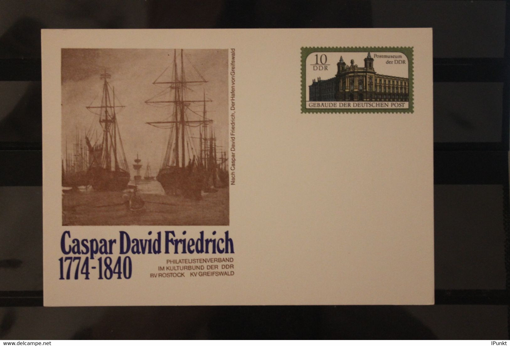 DDR 1990; Ganzsache Caspar David Friedrich;  Wertstempel Gebäude Der Deutschen Post - Private Postcards - Mint