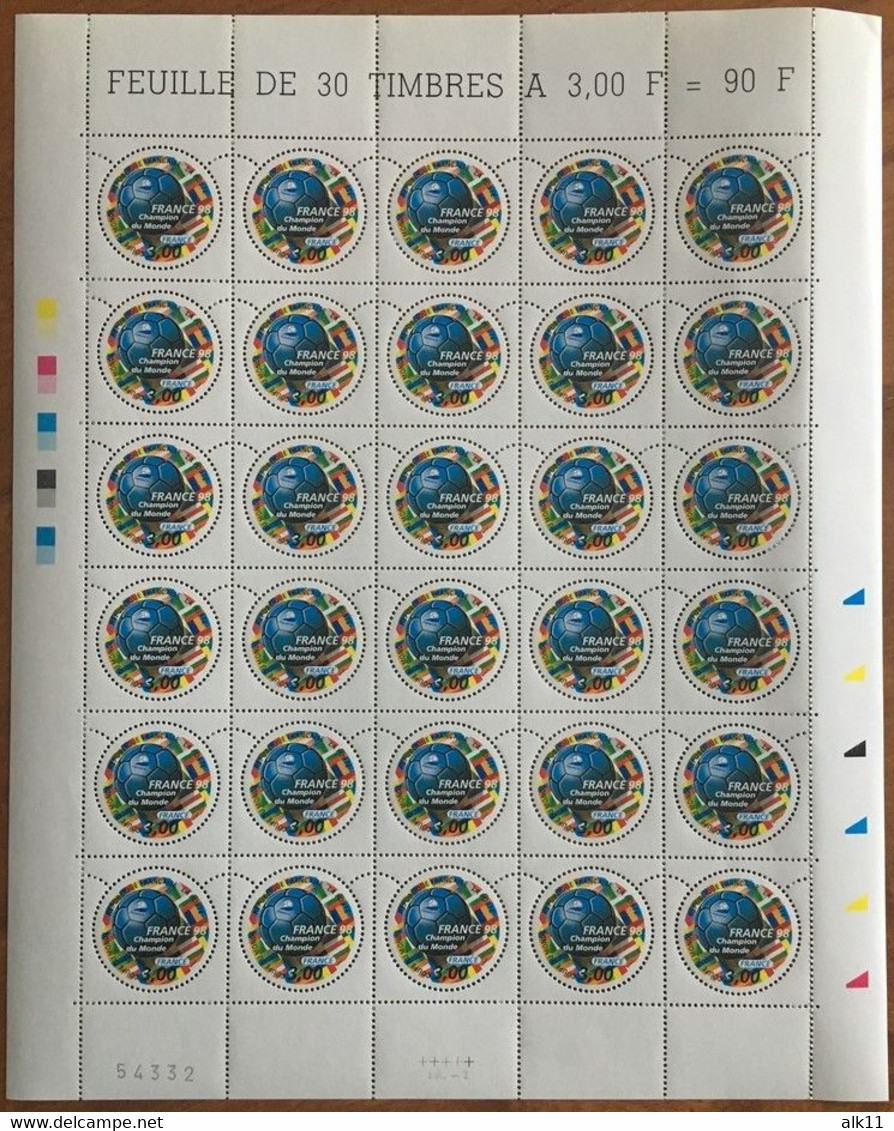 France 1998 - 3170 Champion Du Monde De Football - Feuille De 30 Timbres - Neuf - Ongebruikt