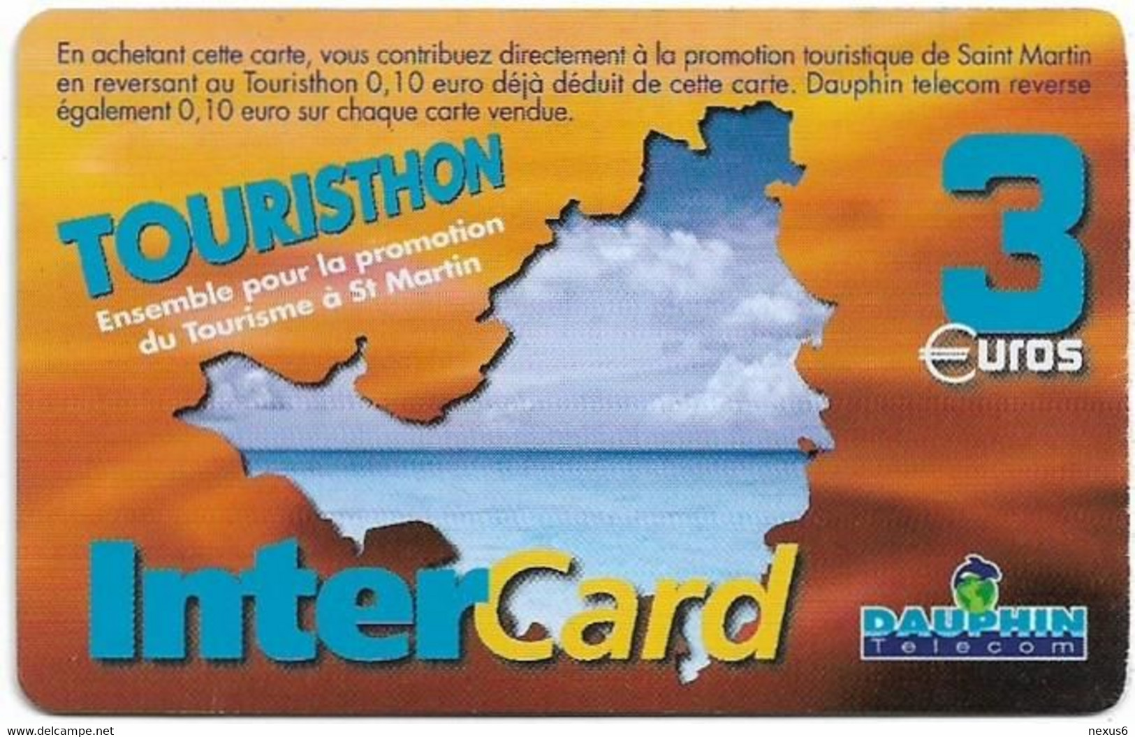 French Antilles - Dauphin Telecom (InterCard) - Touristhon, Remote Mem. 3€, 40.000ex, Used - Antilles (Françaises)