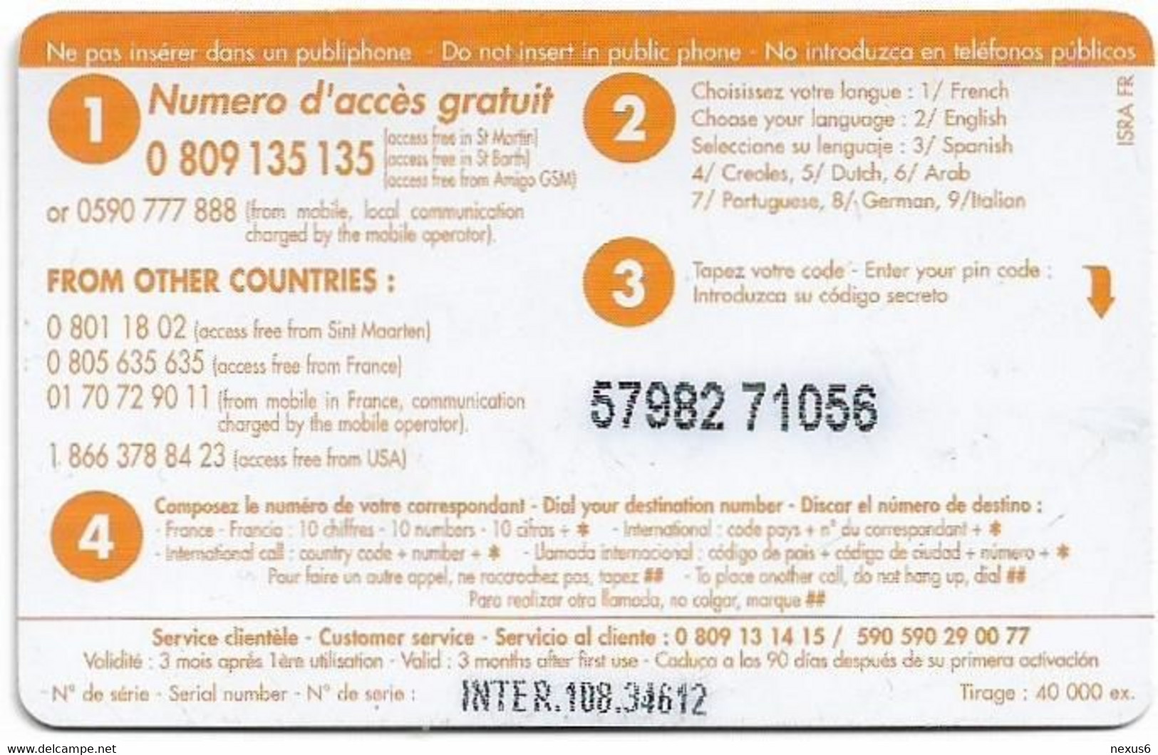 French Antilles - Dauphin Telecom (InterCard) - Touristhon, Remote Mem. 3€, 40.000ex, Used - Antilles (Françaises)