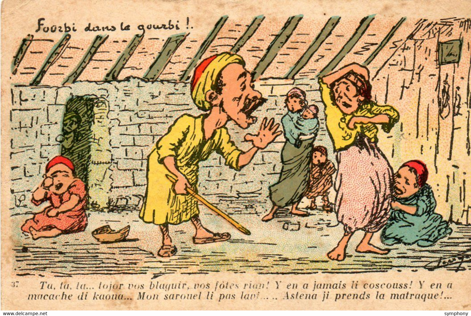 Par Chagny - CPA - Algérie - Fourbi Dans Le Gourbi - Y En A Jamais Li Couscous, Y'en A Macache Di Kaoua - 1949 - Verso - - Chagny