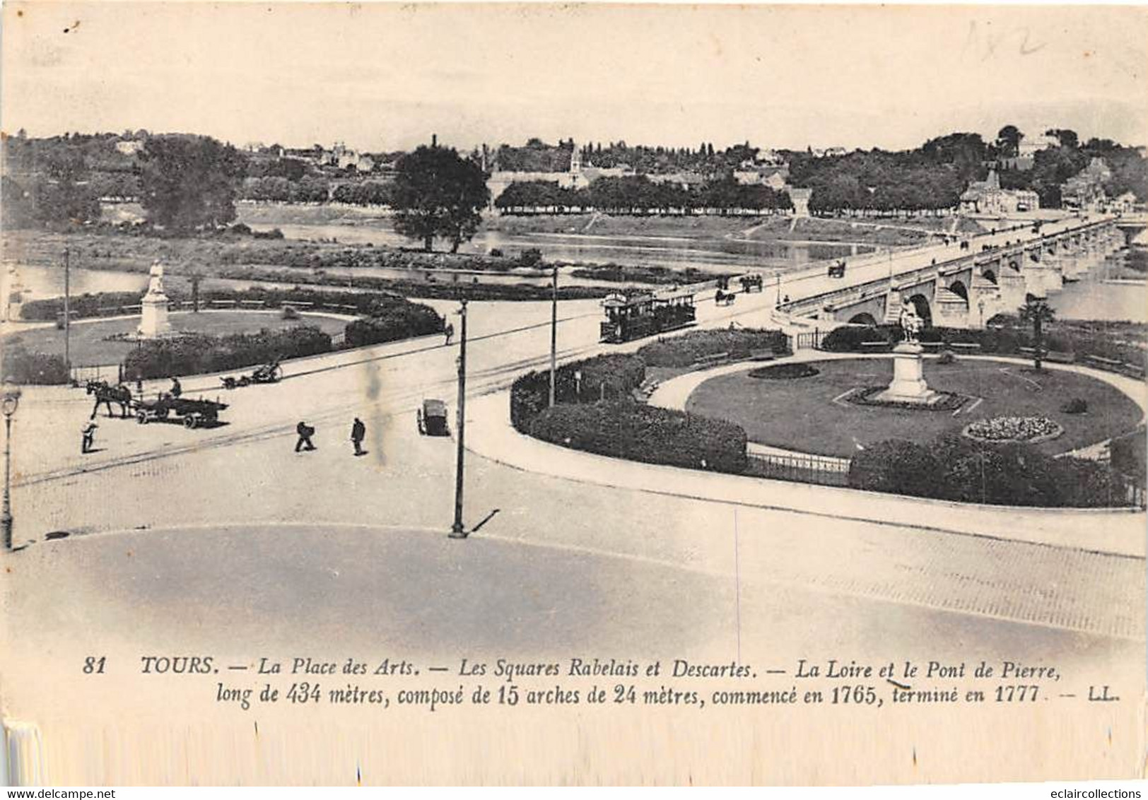 Tours       37       Square Rabelais  Et Descartes. Pont De Pierre. Tramway   LL 81    (voir Scan) - Tours