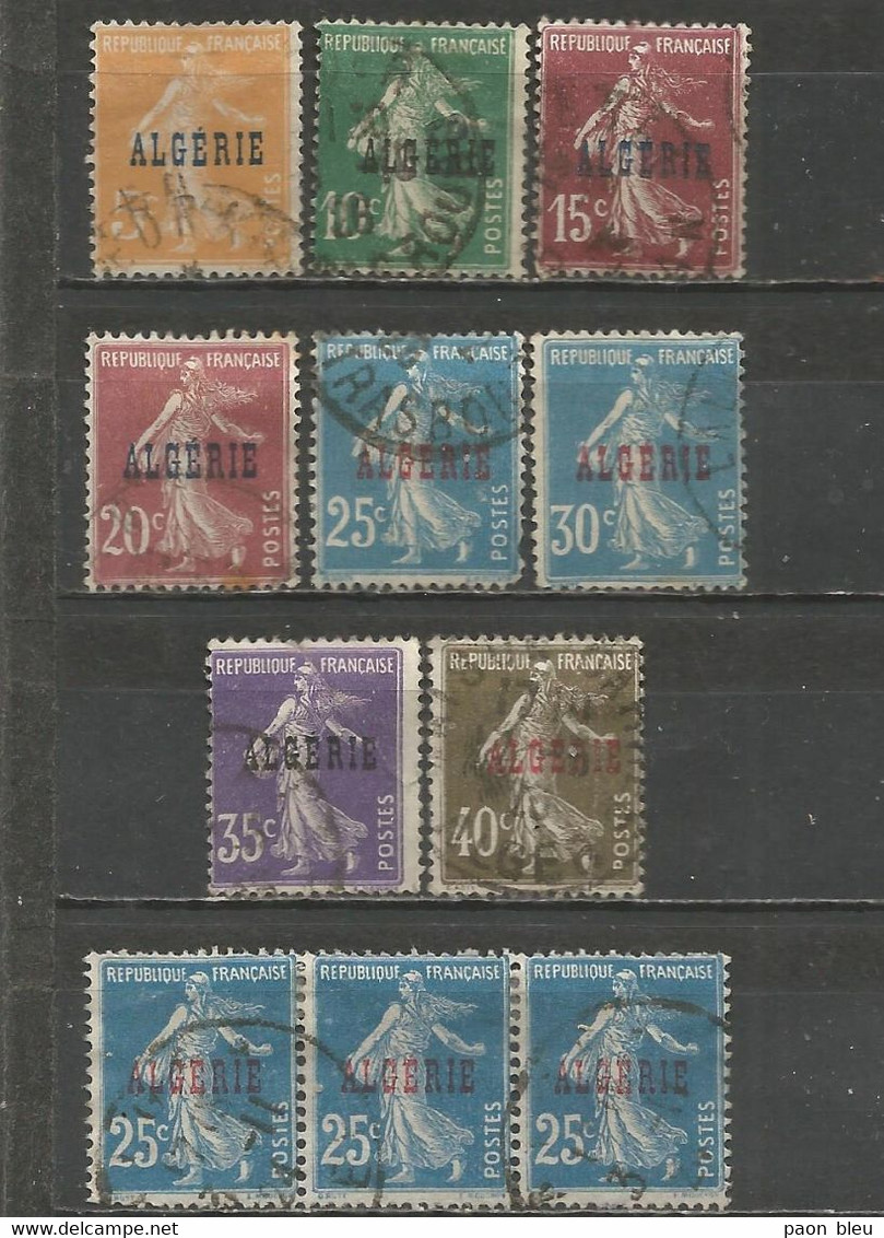 France - Type Semeuse Camée - 11 Timbres Surchargés "ALGERIE" - Used Stamps