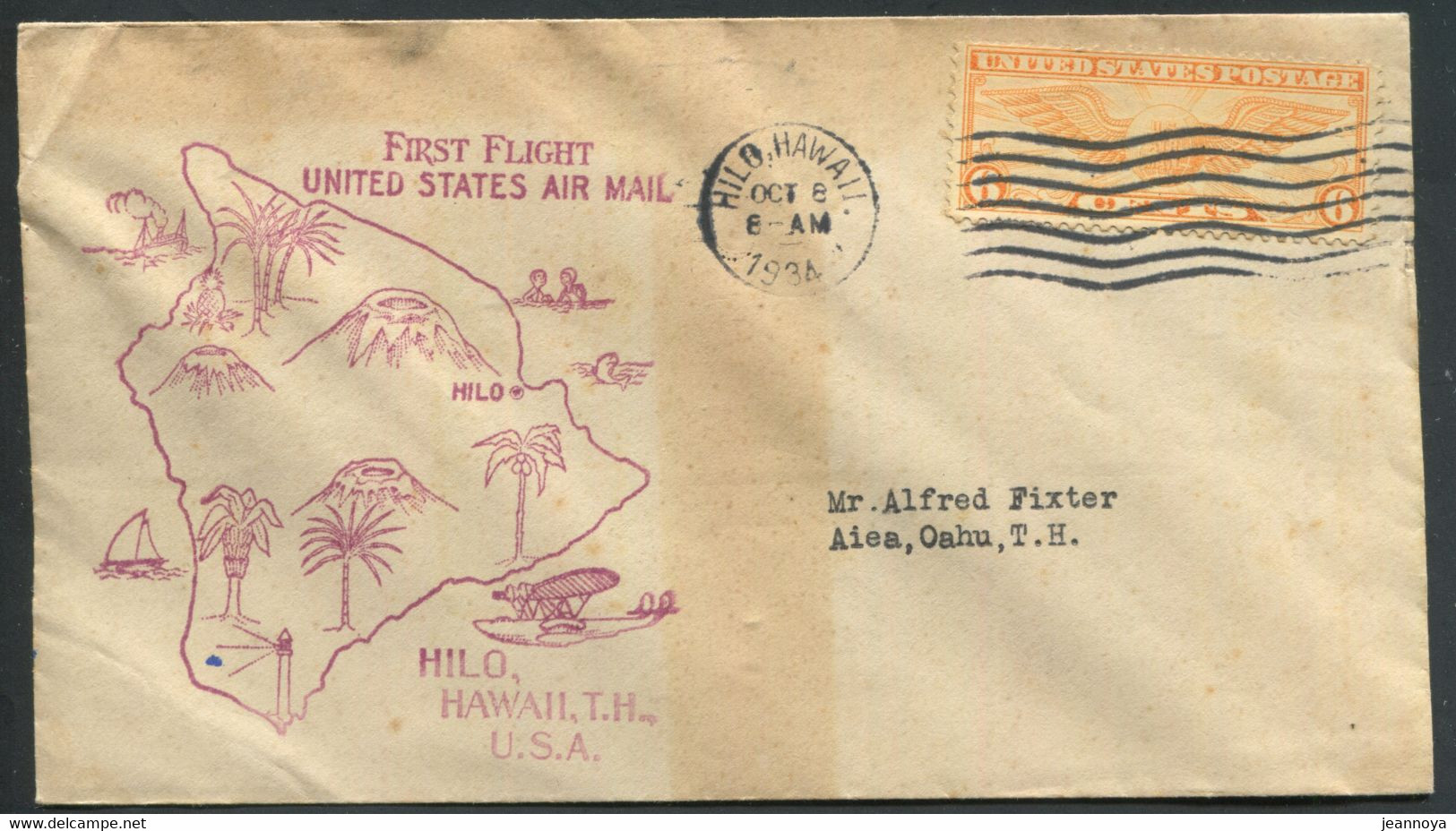 HAWAI -  USA PA N° 15A / 1er. VOL HILO - LIHUE LE 8/10/1934 ( MULLER N° 7a ) - SUP - Hawaï