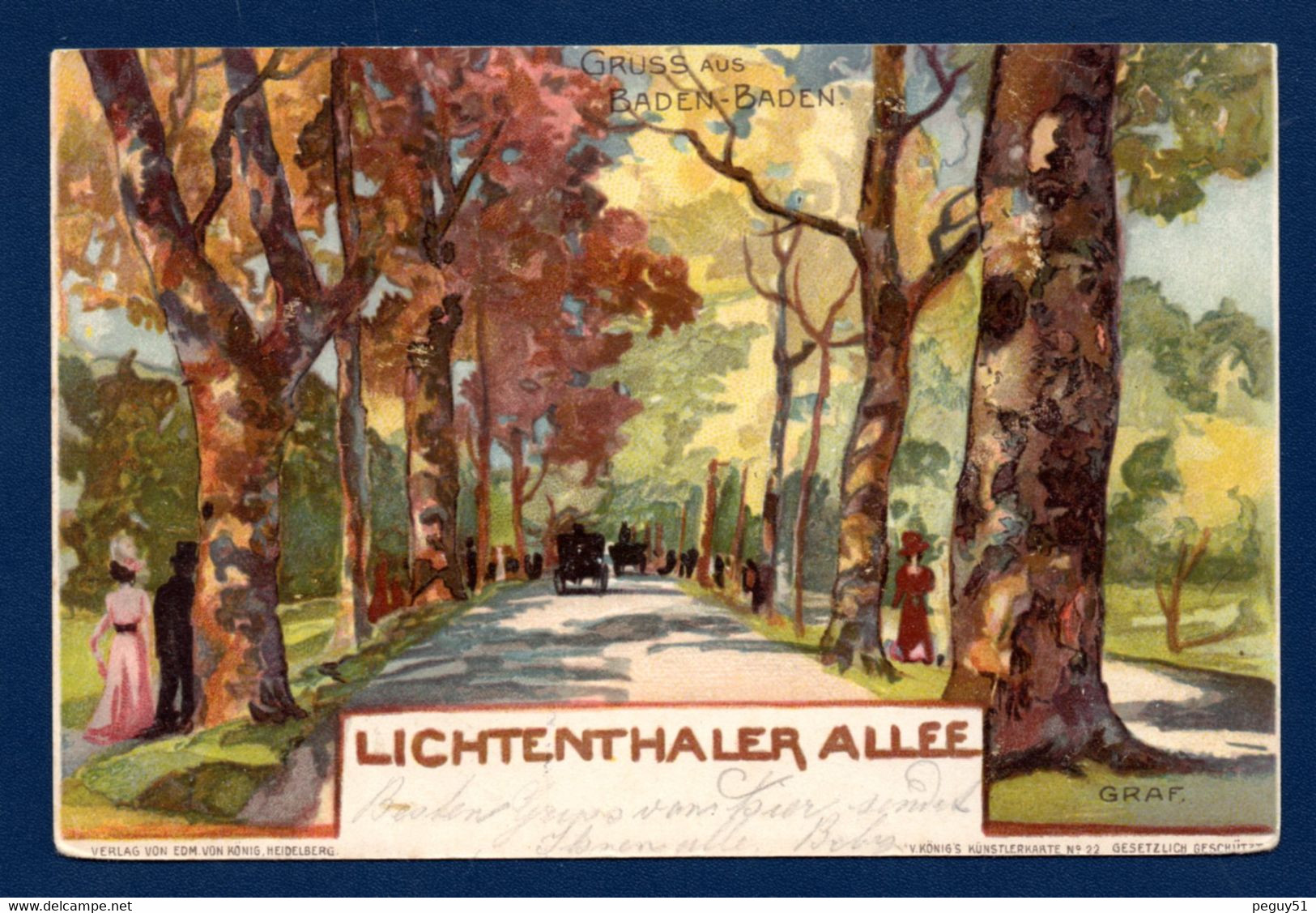 Gruss Aus Baden - Baden. Lichtenthaler Allee. Kunstlerkarte N°. 22. Graf.  1901 - Graf, Marte