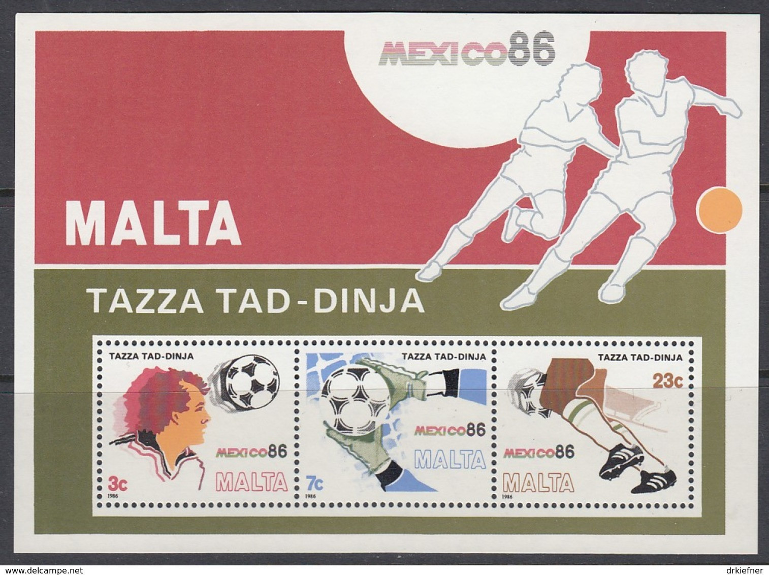 MALTA  Block 9, Postfrisch **, Fußball-WM Mexiko 1986 - Malta