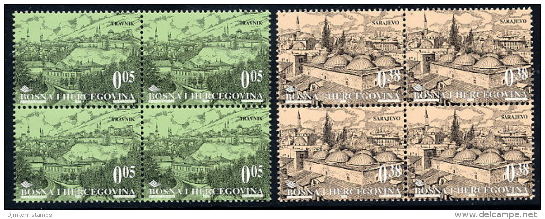 BOSNIA & HERCEGOVINA (Sarajevo) 1998 Town Definitives In Blocks Of 4 MNH / **.  Michel 151-52 - Bosnië En Herzegovina