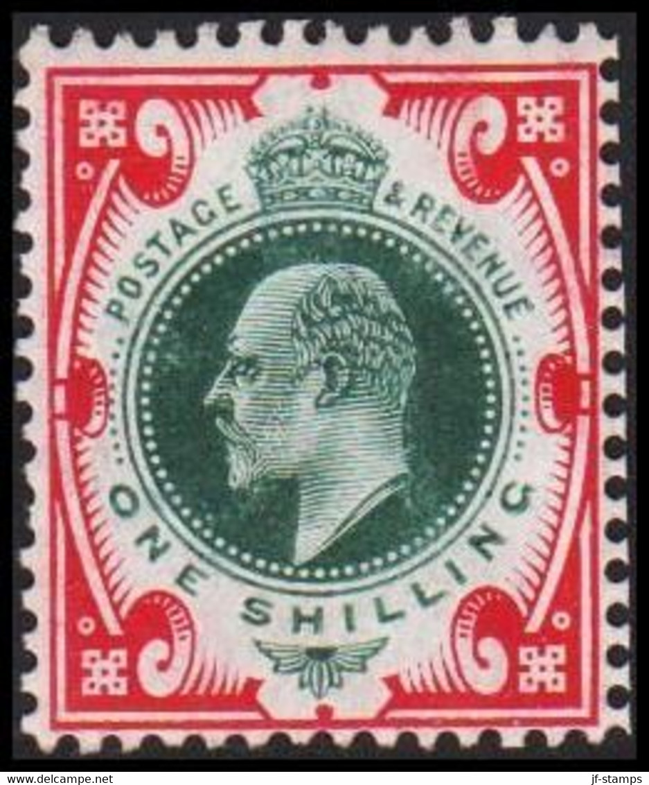 1902 - 1913. ENGLAND. Edward VII. 1 Shilling. Beautiful Hinged Stamp.  (Michel 114) - JF510296 - Unused Stamps