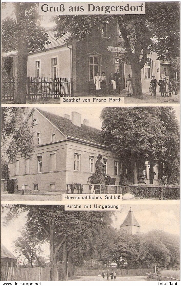 Gruß Aus DARGERSDORF Vietzendorf Templin Schloß Gasthof F Porth Kirche 24.5.1912 Gelaufen - Templin