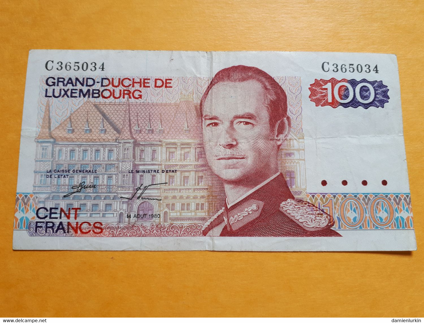 LUXEMBOURG 100 FRANCS 14 AOUT 1980 SERIE C 2EME SIGNATURE P-57b - Lussemburgo