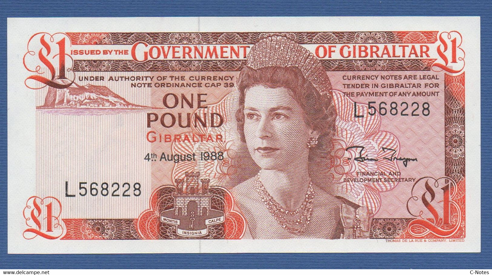 GIBRALTAR - P.20e – 1 Pound 04.08.1988 UNC Serie L 568228 - Gibraltar