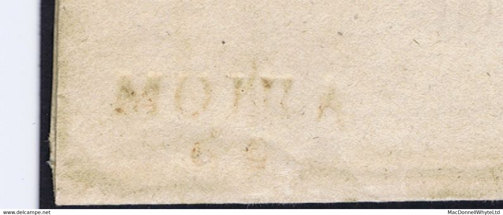 Ireland Down 1828 Cover To Dublin "P Paid 9" With Red MOIRA/69 Town Mileage Mark, Unrecorded - Préphilatélie