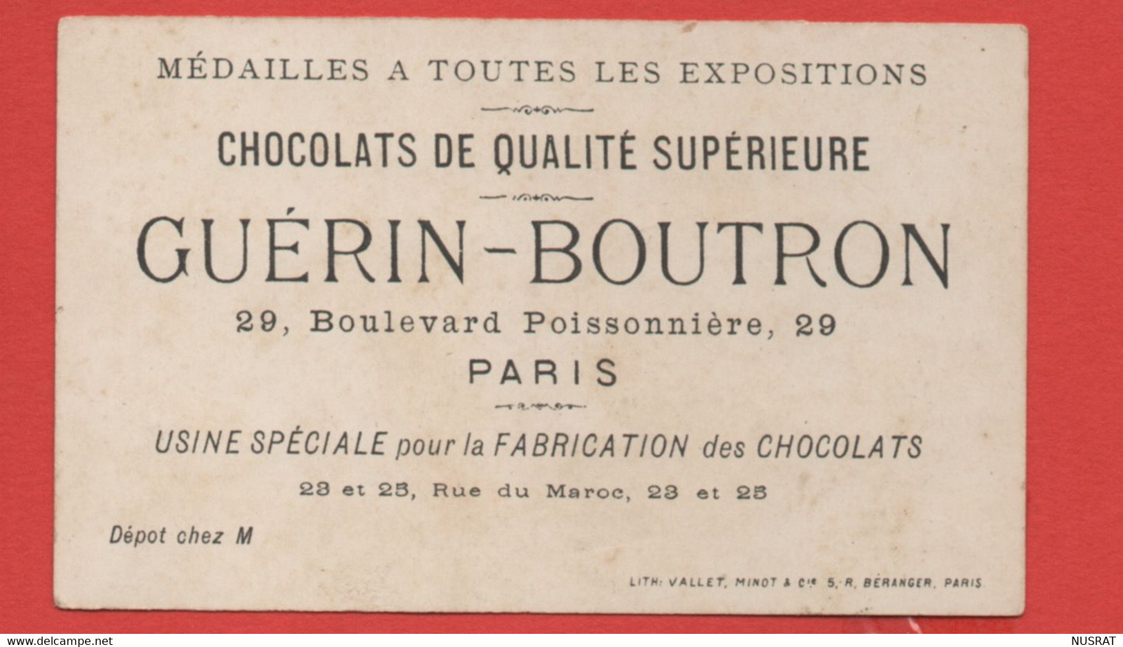 Chocolat Guérin Boutron, Jolie Chromo Lith. J. Minot, Faites Risette à Petite Mère - Guerin Boutron