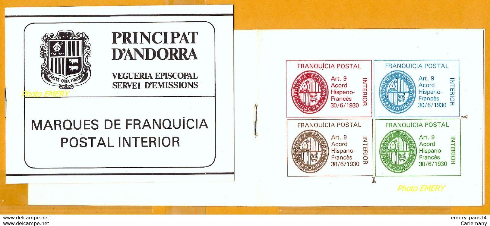 ANDORRA ANDORRA VIGUERIE 4 SELLOS FRANQUICIE CARNET X 10 CARNETS - Episcopal Viguerie