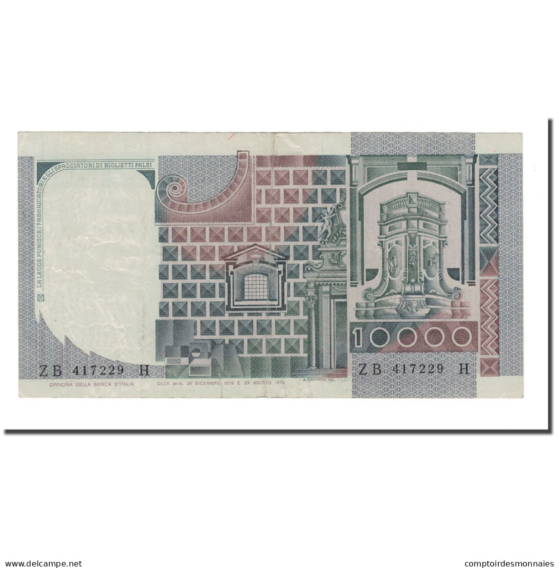 Billet, Italie, 10,000 Lire, 1976, 1978-12-29, KM:106a, TB - 10.000 Lire