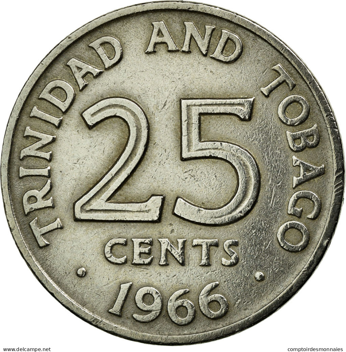 Monnaie, TRINIDAD & TOBAGO, 25 Cents, 1966, Franklin Mint, TTB, Copper-nickel - Trinidad & Tobago