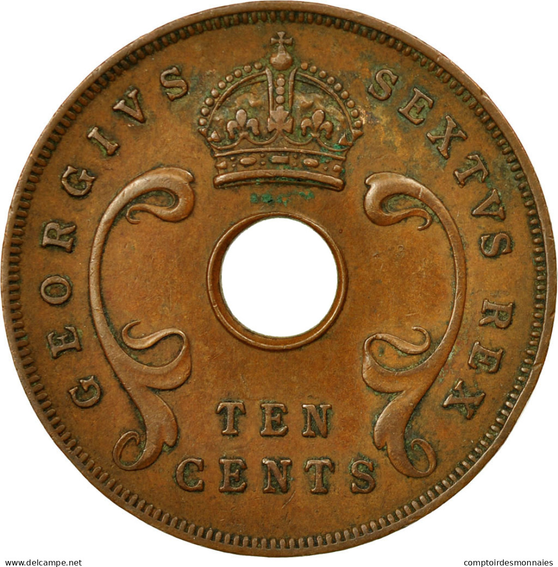 Monnaie, EAST AFRICA, George VI, 10 Cents, 1952, TTB, Bronze, KM:34 - Colonie Britannique