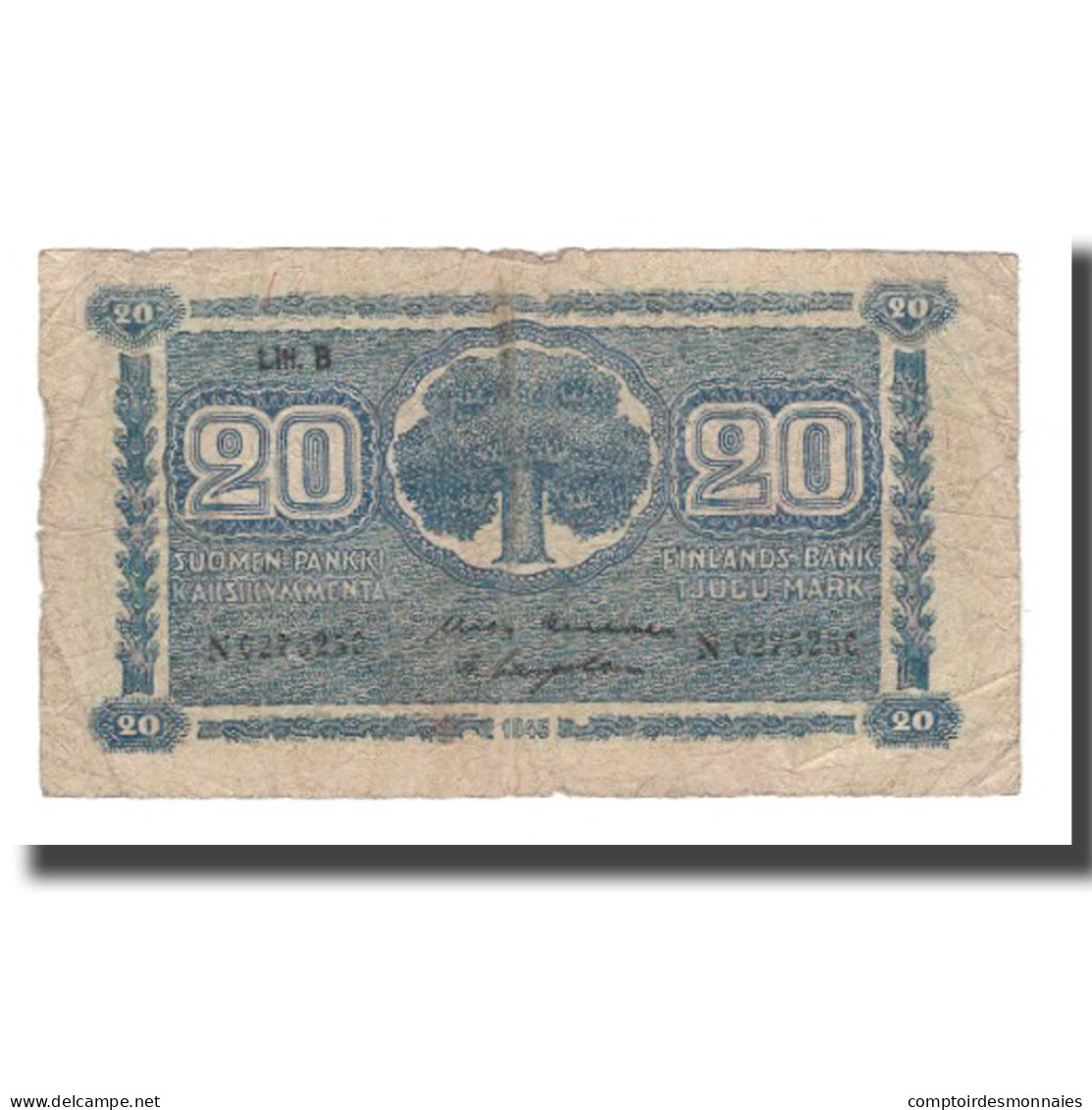 Billet, Finlande, 20 Markkaa, 1945 (1948), KM:86, B - Finnland