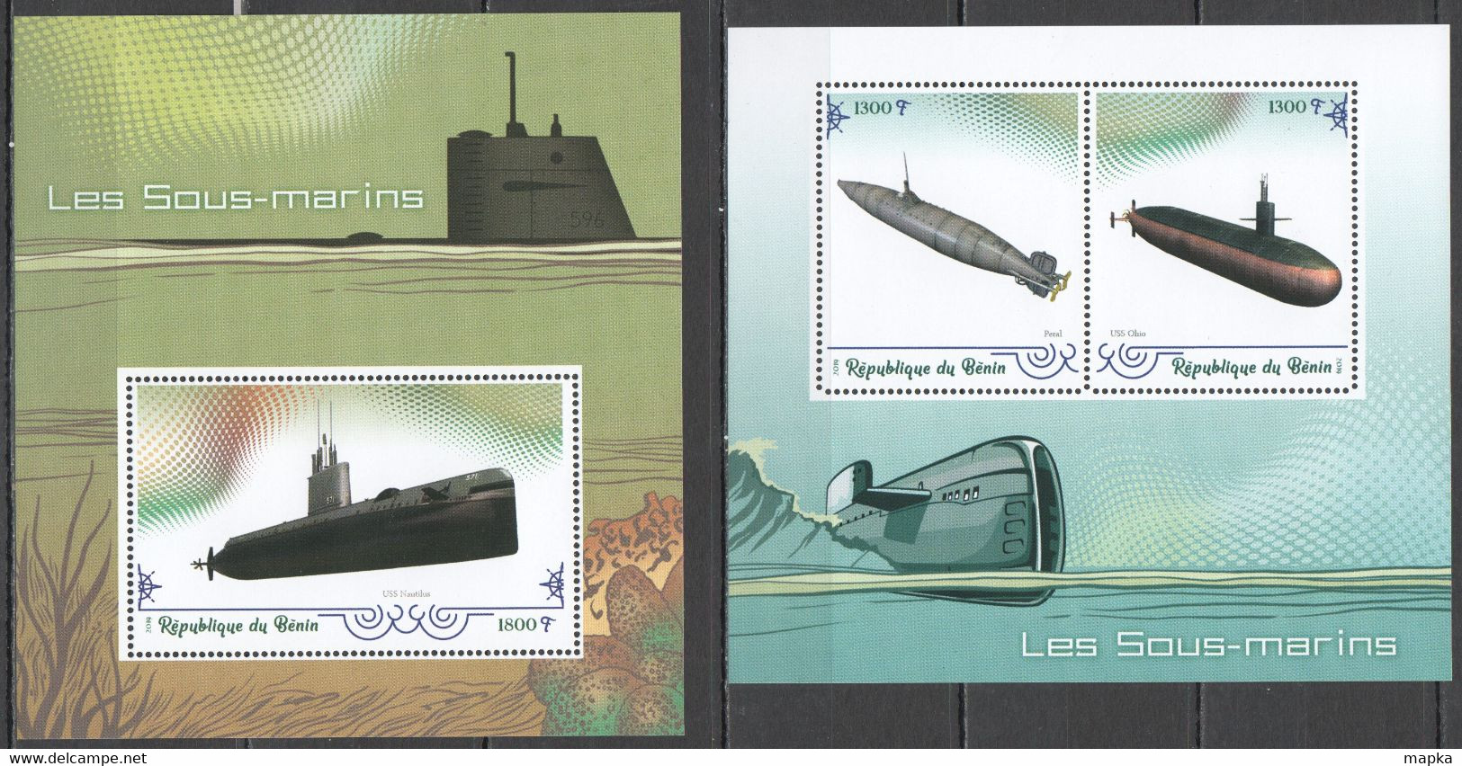 JA085 2019 SUBMARINES SHIPS TRANSPORT 1KB+1BL MNH - Duikboten