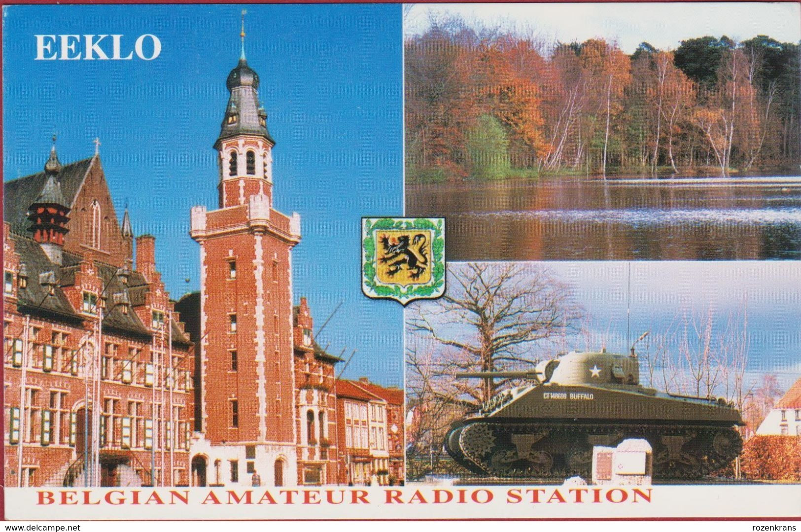 QSL Card Belgian Amateur Radio Station CB EEKLO Shermantank Clanky Balgerhoeke Canadian War Memorial WWII WW2 - Amateurfunk