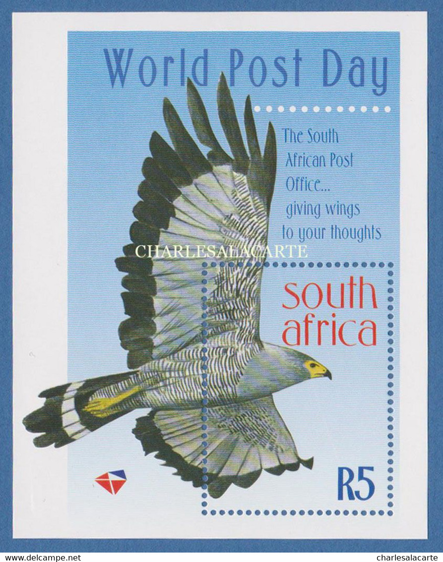 SOUTH AFRICA  1998  WORLD POST DAY  HAWK BIRD  M.S. S.G. MS 1099  U.M. - Blokken & Velletjes