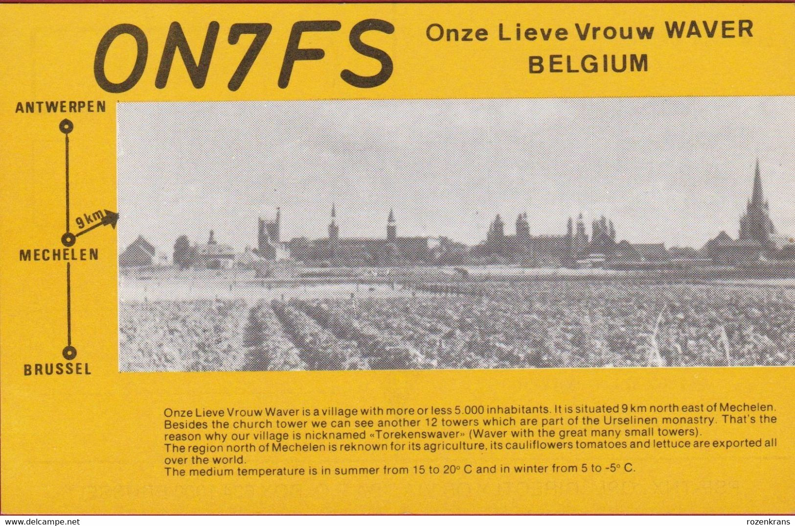 QSL Card Amateur Radio CB Onze Lieve Vrouw Waver OLV Mechelen 1987 Vinkenhofstraat Staf Bleeckx - Amateurfunk