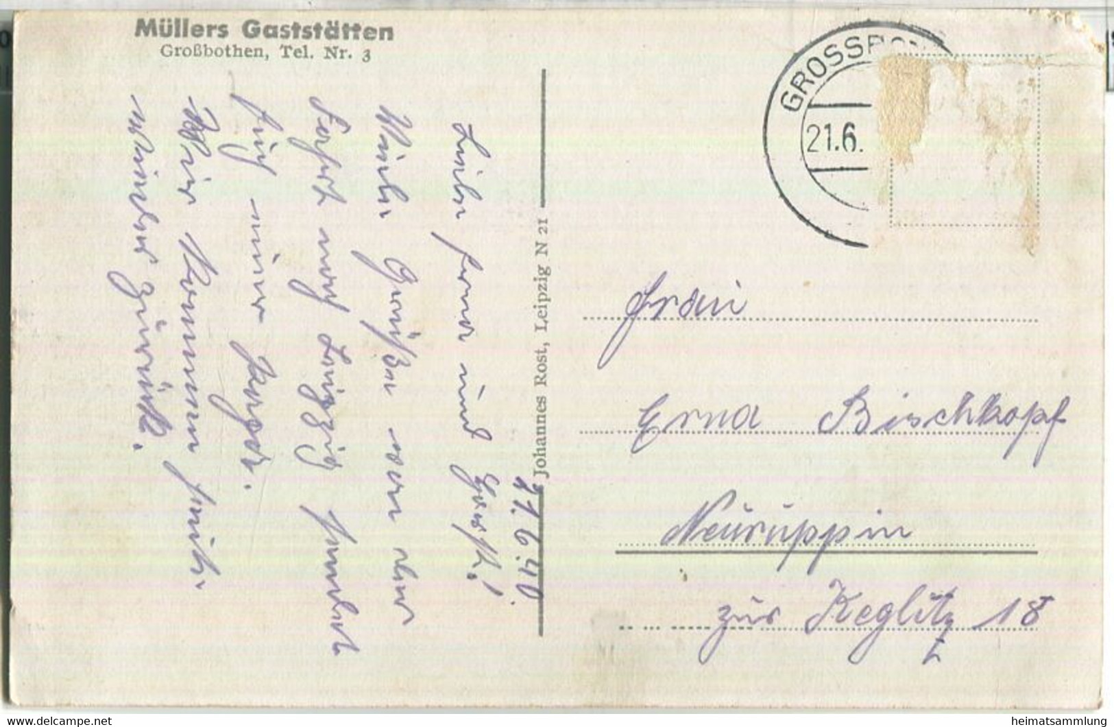 Grimma - Grossbothen - Müllers Gaststätten - Verlag Johannes Rost Leipzig - Grimma