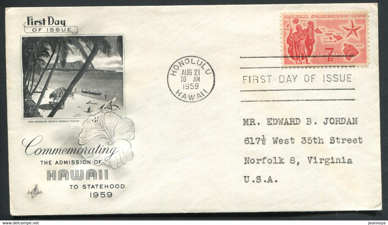 HAWAI -  USA PA N° 55 / FDC O.M. HONOLULU LE 21/8/1959 POUR USA - SUP - Hawaii