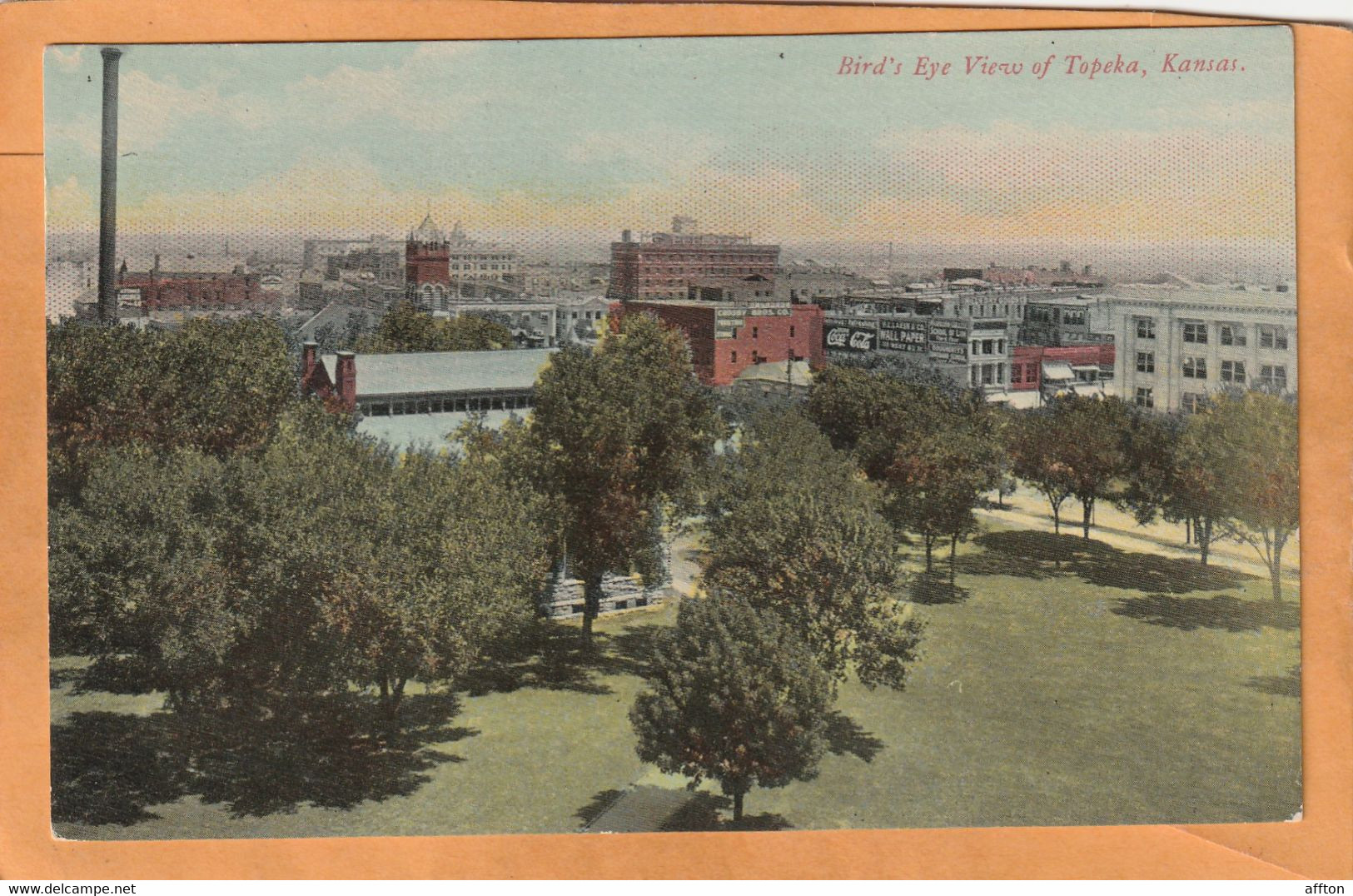 Topeka Kansas Coca Cola Advertising Sign Old Postcard - Topeka