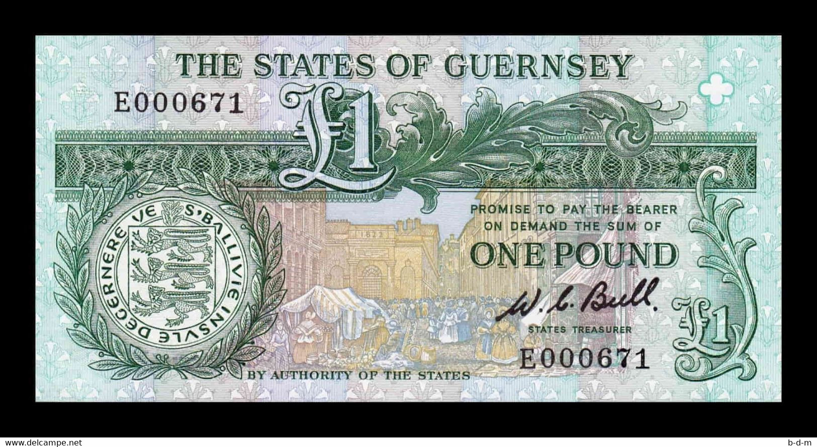 Guernsey 1 Pound 1980 Pick 48a Low Serial SC UNC - Guernsey