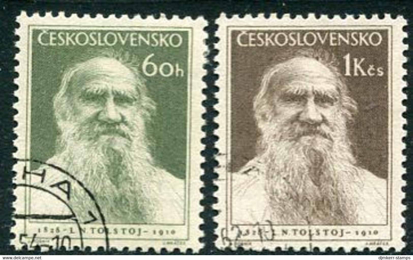 CZECHOSLOVAKIA 1953 Tolstoy Anniversary Used.  Michel 840-41 - Oblitérés