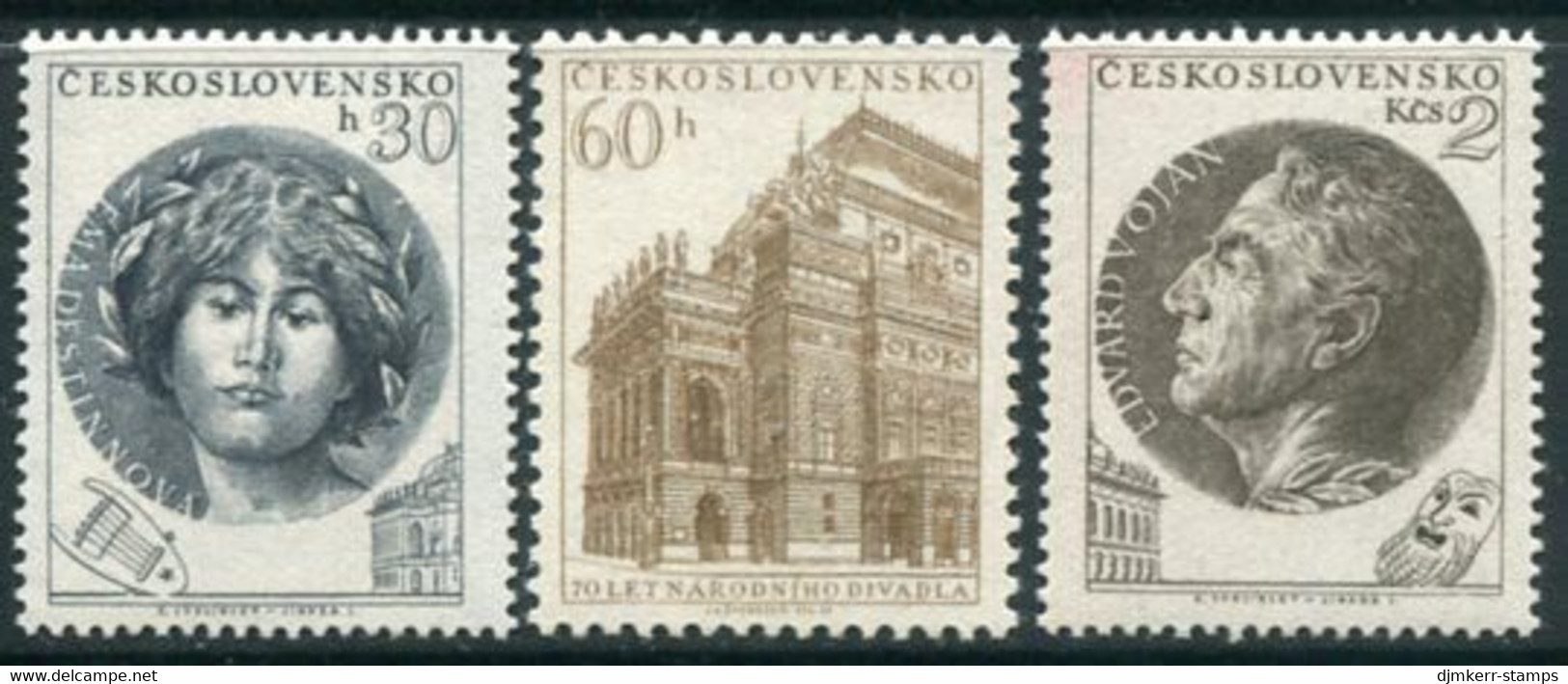 CZECHOSLOVAKIA 1953 Theatrical Anniversary MNH / **.  Michel 833-35 - Unused Stamps