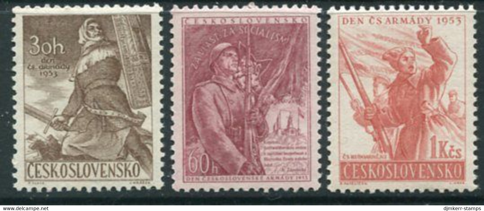CZECHOSLOVAKIA 1953 Army Day MNH / **.  Michel 826-28 - Unused Stamps