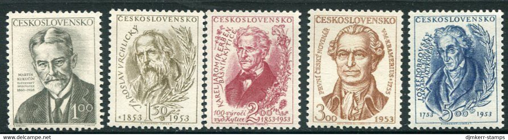 CZECHOSLOVAKIA 1953 Writers And Poets MNH / **.  Michel 783-87 - Ungebraucht