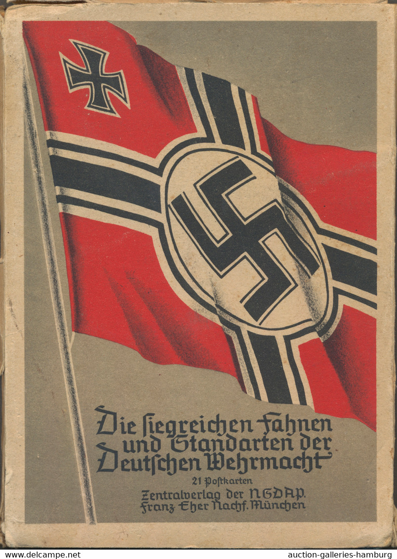 Ansichtskarten: Propaganda: DIE FAHNEN UND STANDARTEN DER DEUTSCHEN WEHRMACHT. Komplette Farbige Ser - Political Parties & Elections