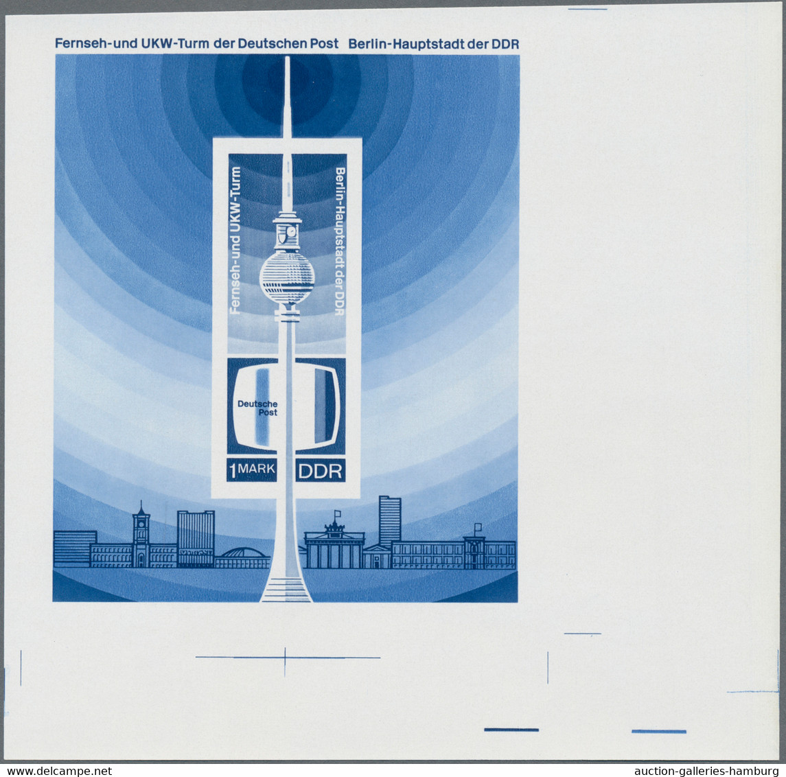 DDR: 1969. Blockausgabe "Fernsehturm" in fünf verschiedenen Phasendrucken im großen Format (ca. 140