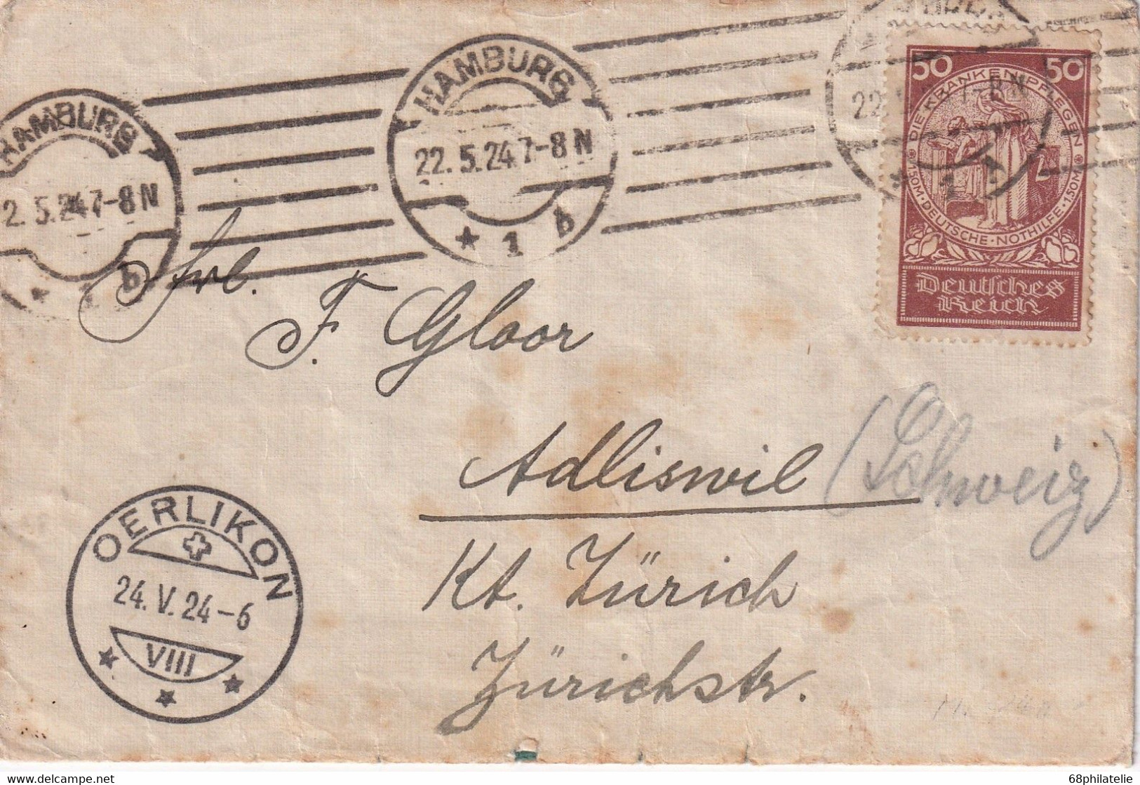 ALLEMAGNE 1924 LETTRE DE HAMBURG - Briefe U. Dokumente