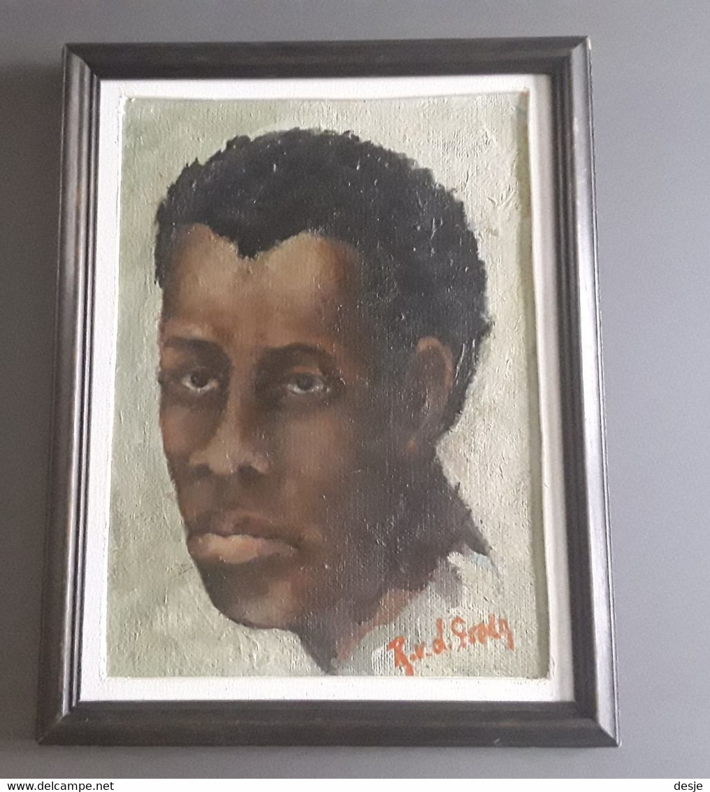 Schilderij Van Zwarte Man Door R. Van Der Groen - Olii