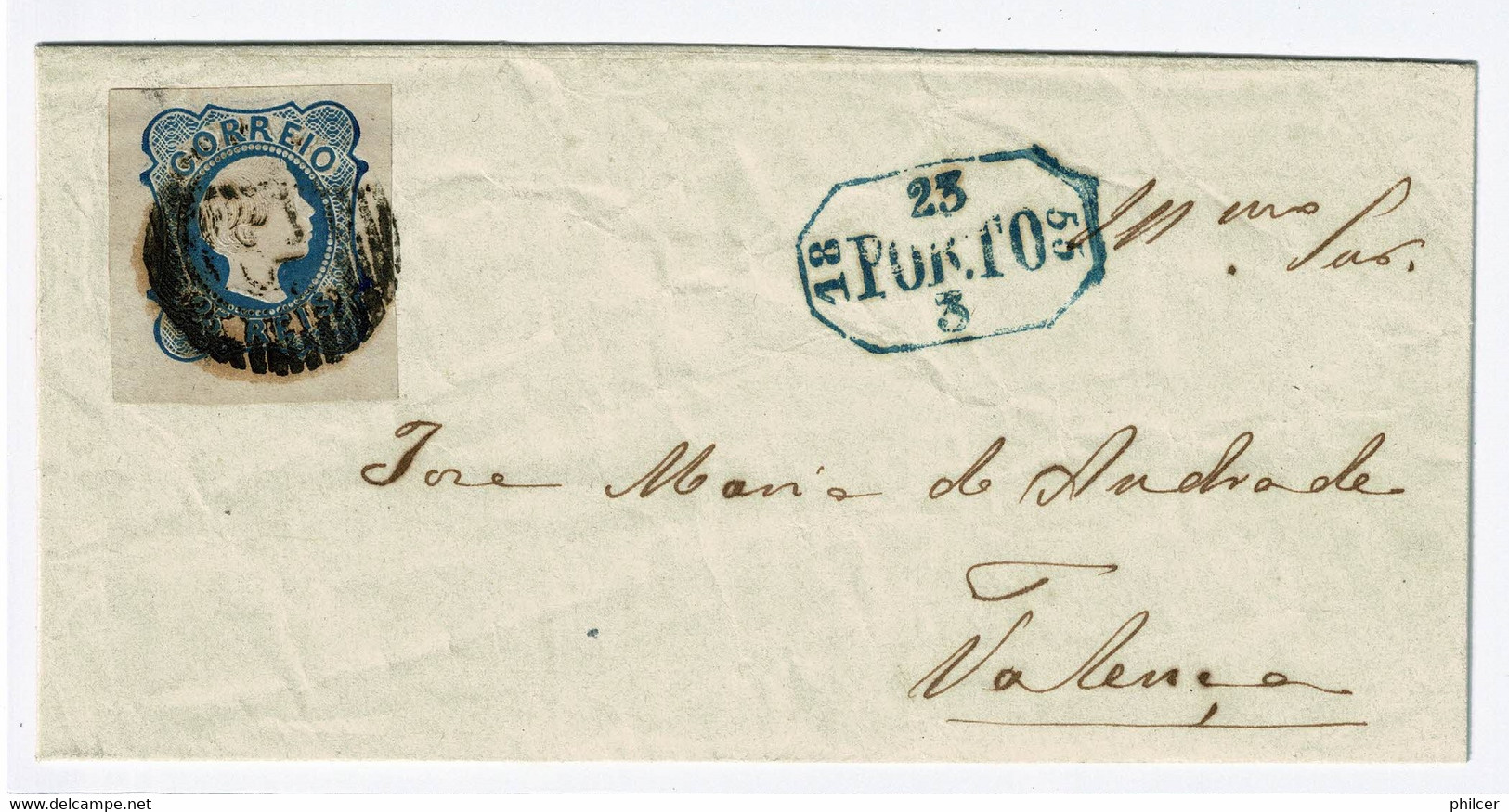 Portugal, 1856/8, # 12, Porto-Valença - Lettres & Documents