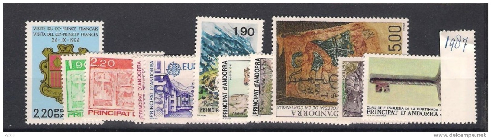 1987 MNH Andorra Fr,  Year Complete, Postfris - Années Complètes