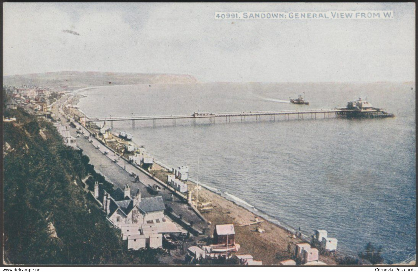 General View From West, Sandown, Isle Of Wight, 1916 - Photochrom Postcard - Sandown