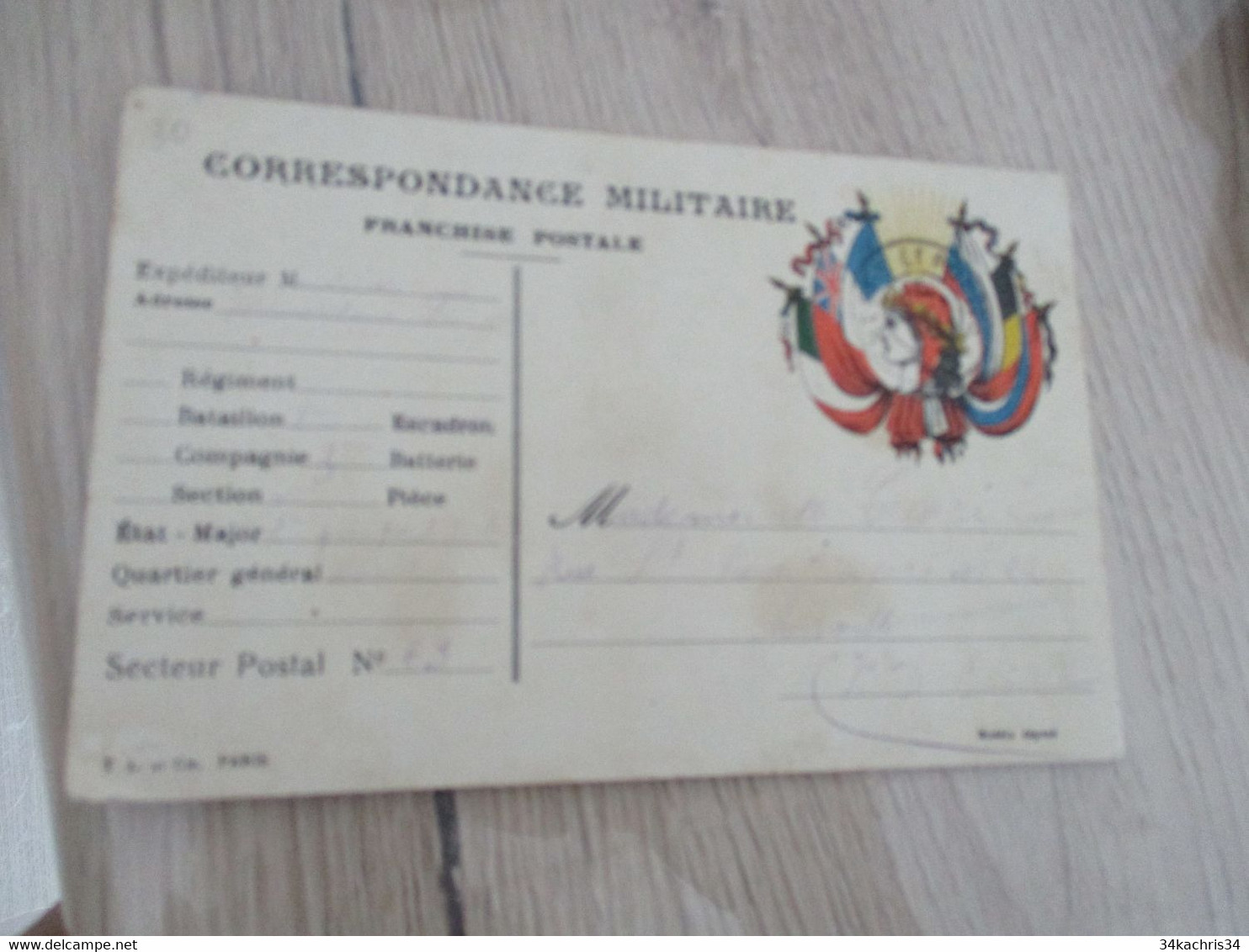 CPFM Carte Postale Franchise Militaire Guerre 14/18 Illustrée Secteur .63 - Lettres & Documents