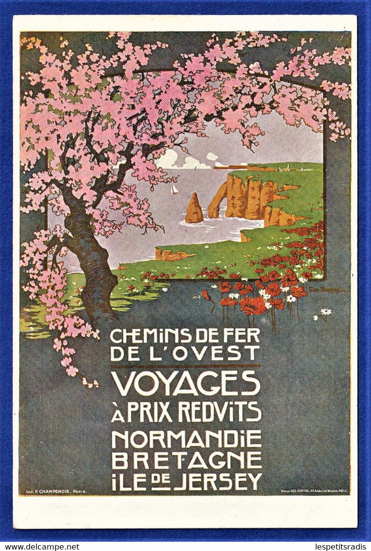 CPA PUBLICITE - CHEMINS DE FER DE L'OUEST - Voyages à Prix Réduit - Normandie, Bretagne, Ile De Jersey - Reclame