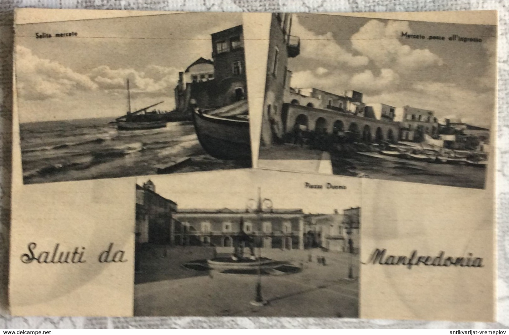 OLD POSTCARD RAZGLEDNICA PUGLIA MANFREDONIA SALITA MERCATE MERCATO PESCE CESARE CAPELLO CARTOLINA NON USATA 1 - Manfredonia