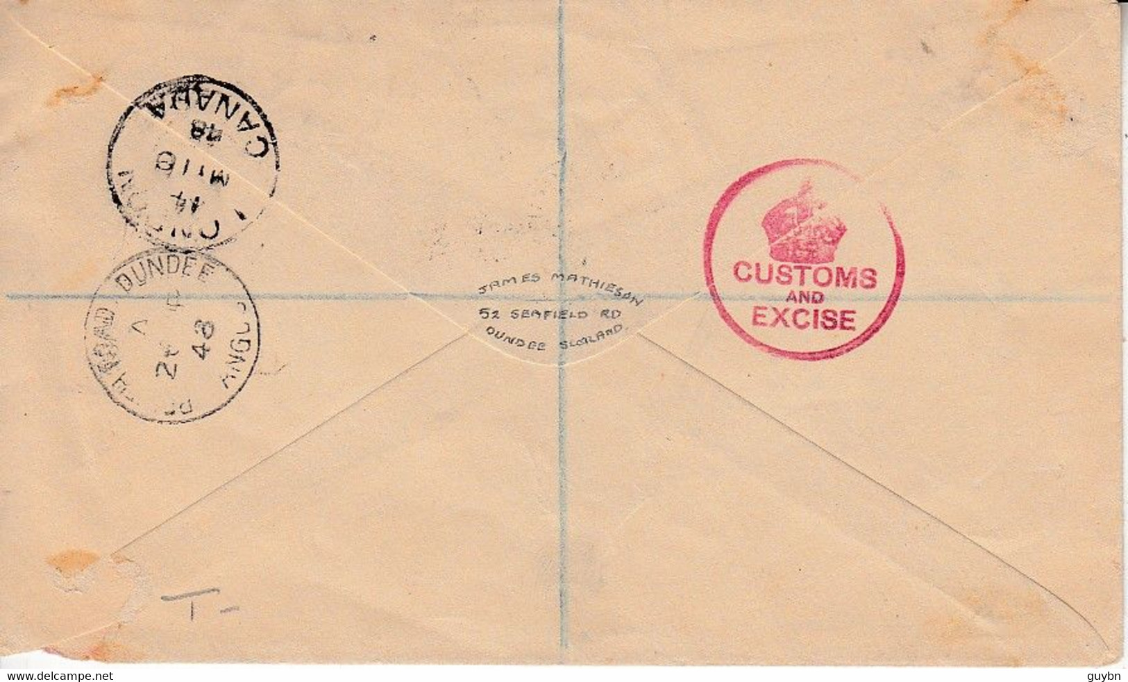 < Dundee Ecosse Royal Silver Wedding Enveloppe Recommandée 26 4 1948 Date Anniversaire Pour Le Canada .. TTB - ....-1951 Pre Elizabeth II