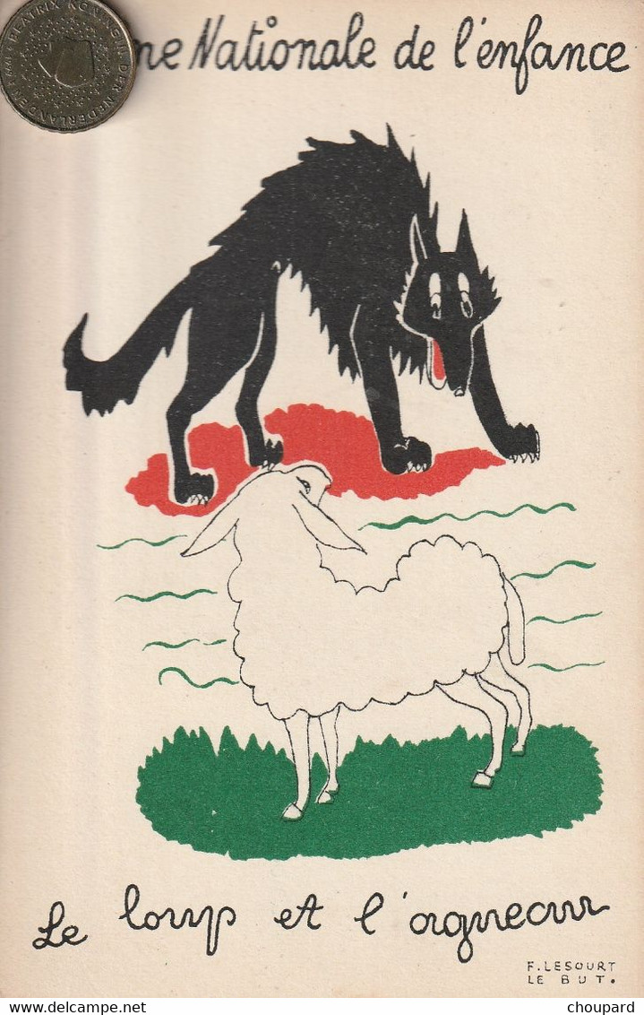 CPA Des Fables De La Fontaine  LE LOUP ET L'AGNEAU   Illustré Par F.LESOURT - Sonstige & Ohne Zuordnung